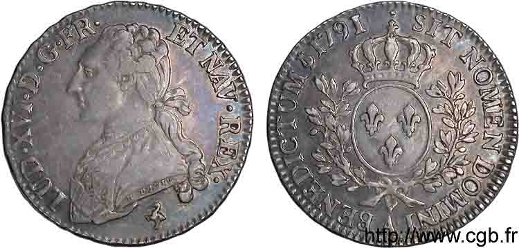 LOUIS XVI Demi-écu dit  aux branches d olivier  1791 Paris BB