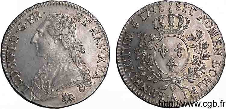 LOUIS XVI (MONARQUE CONSTITUTIONNEL)  Demi-écu dit &nbsp;aux branches d&nbsp;olivier&nbsp; 1791 Paris SUP