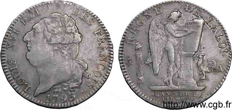 LOUIS XVI (MONARQUE CONSTITUTIONNEL)  Écu dit  au génie , type FRANÇOIS 1793 Paris TTB
