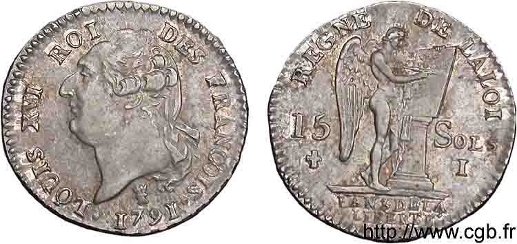 LOUIS XVI 15 sols dit  au génie , type FRANÇOIS 1791 Limoges AU