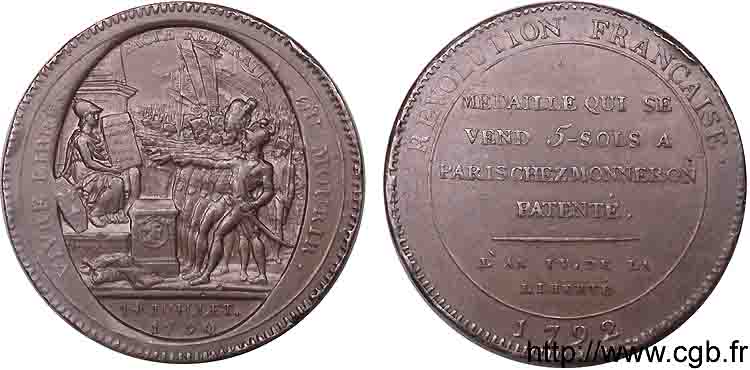 REVOLUTION COINAGE Monneron de 5 sols au serment (An IV) 1792 Birmingham, Soho EBC