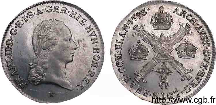 HONGRIE - FRANÇOIS II D AUTRICHE Quart de kronenthaler ou quart de couronne 1793 Kremnitz SPL