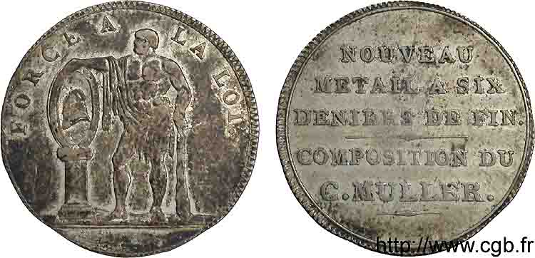 Essai de monnaie de Muller 1795  Hennin701 p. 484 et pl. 70 BB 