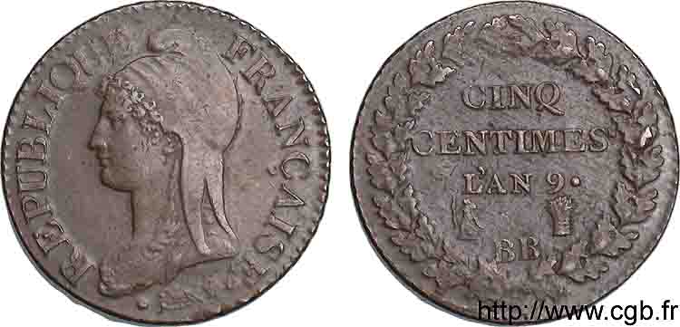 Cinq centimes Dupré, grand module 1801 Strasbourg F.115/154 SUP 