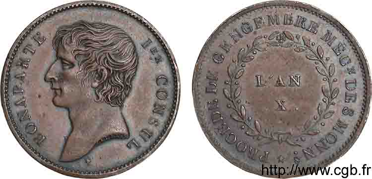 Essai au module de 2 francs Bonaparte par Jaley d après le procédé de Gengembre 1802 Paris VG.977  AU 