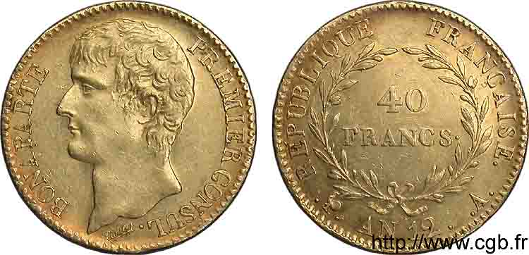 40 francs Bonaparte premier Consul  1804 Paris F.536/6 SPL 