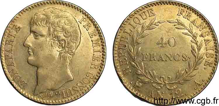 40 francs Bonaparte premier Consul  1804 Paris F.536/6 TTB 
