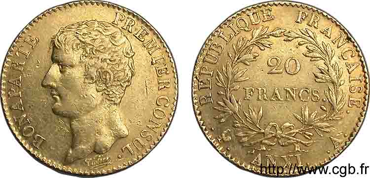 20 francs or Bonaparte premier Consul 1803 Paris F.510/1 AU 