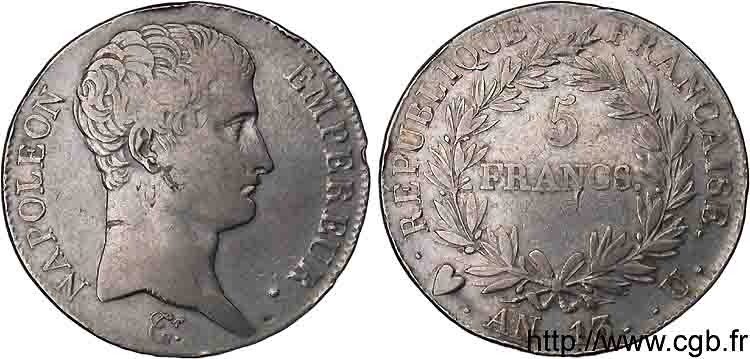 5 francs Napoléon empereur, calendrier révolutionnaire 1805 Turin F.303/17 TB 