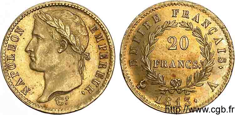 20 francs or Napoléon tête laurée, Empire français 1813 Paris F.516/30 MS 