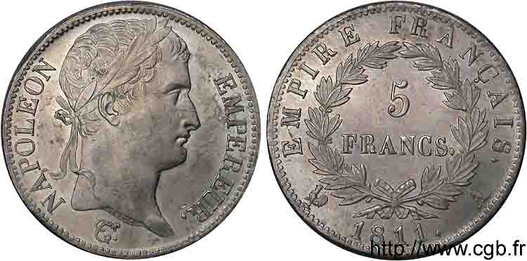 5 francs Napoléon Empereur, Empire français 1811 Paris F.307/27 EBC 