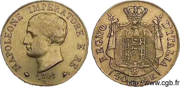 40 lires en or 1er type 1808 Milan VG.1311  XF 