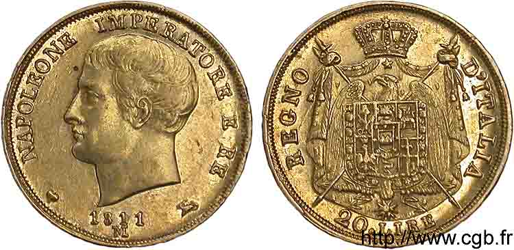 20 lires en or 1811 Milan VG.1360  AU 