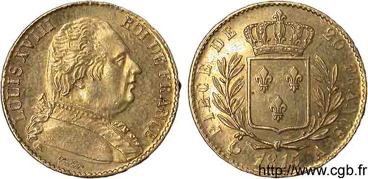 20 francs or Louis XVIII, buste habillé 1815 Paris F.517/10 VZ 