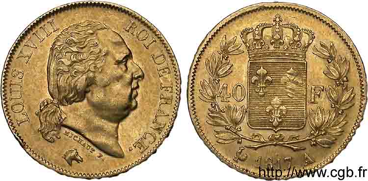 40 francs or Louis XVIII 1817 Paris F.542/6 SPL 