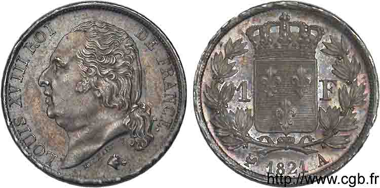 1 franc Louis XVIII 1821 Paris F.206/36 SUP 