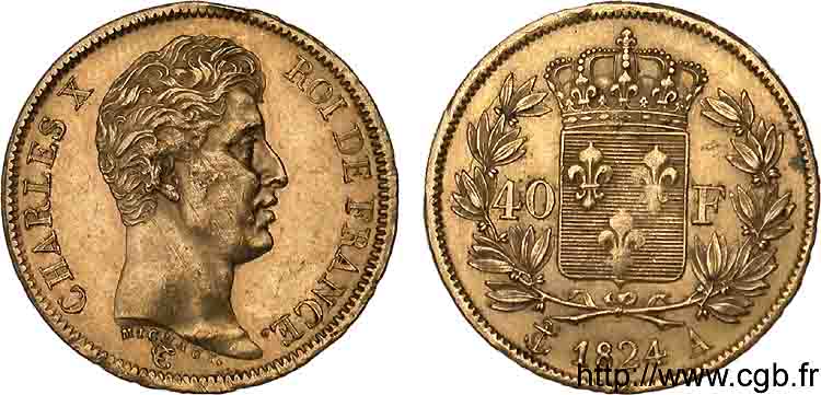 40 francs or 1er type 1824 Paris F.543/1 XF 