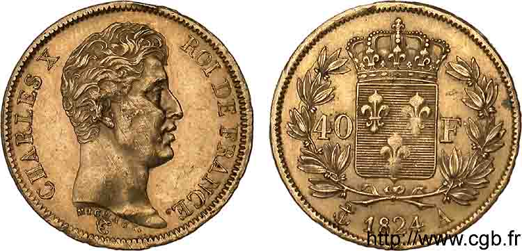 40 francs or 1er type 1824 Paris F.543/1 SS 