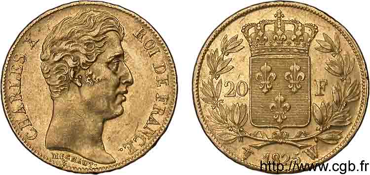 20 francs Charles X 1825 Lille F.520/2 MBC 