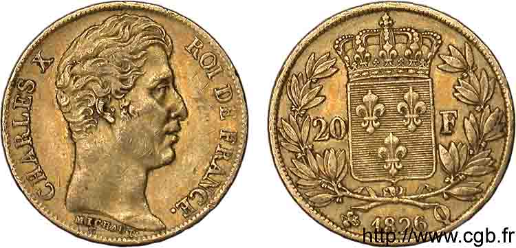 20 francs Charles X 1826 Perpignan F.520/4 SS 