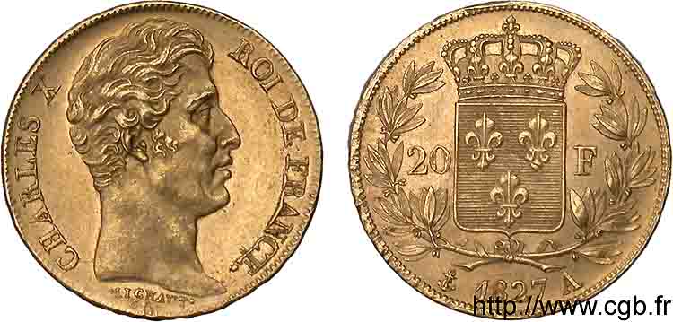 20 francs Charles X 1827 Paris F.520/6 AU 