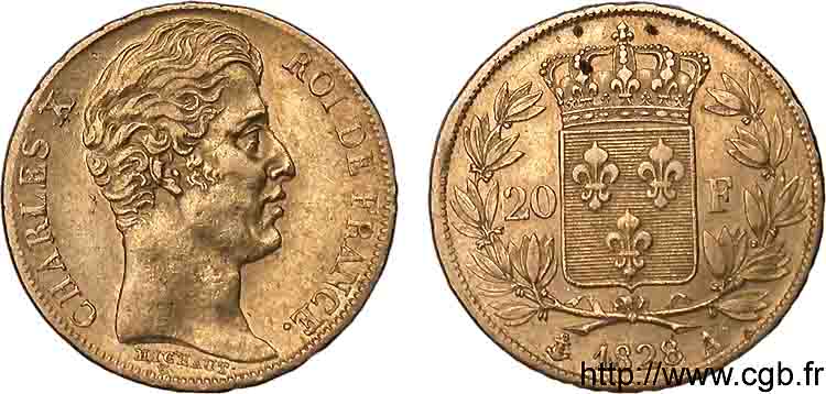 20 francs Charles X 1828 Paris F.520/8 XF 