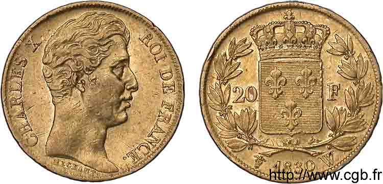 20 francs Charles X 1830 Lille F.520/14 TTB 