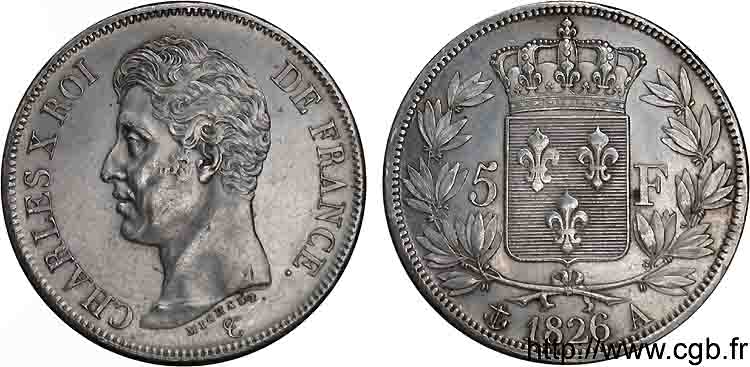 5 francs Charles X, 1er type 1826 Paris F.310/15 MBC 