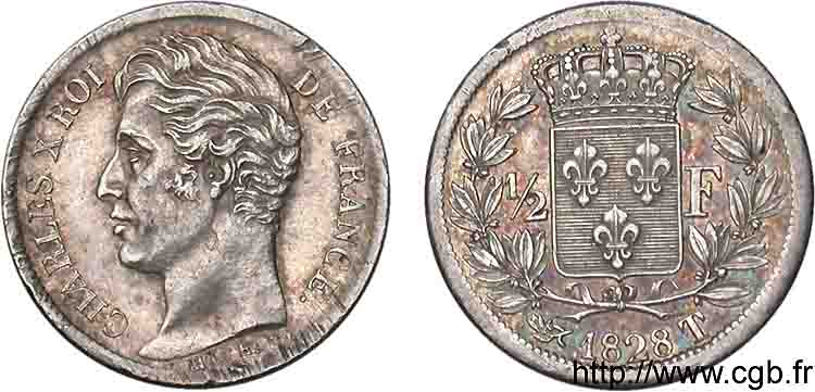 1/2 franc Charles X 1828 Nantes F.180/35 TTB 