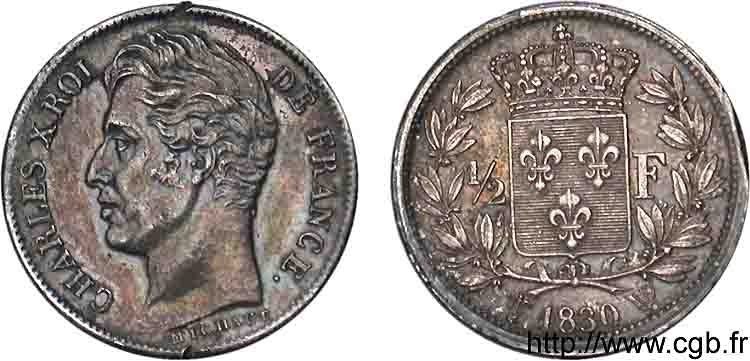 1/2 franc Charles X 1830 Lille F.180/54 SUP 