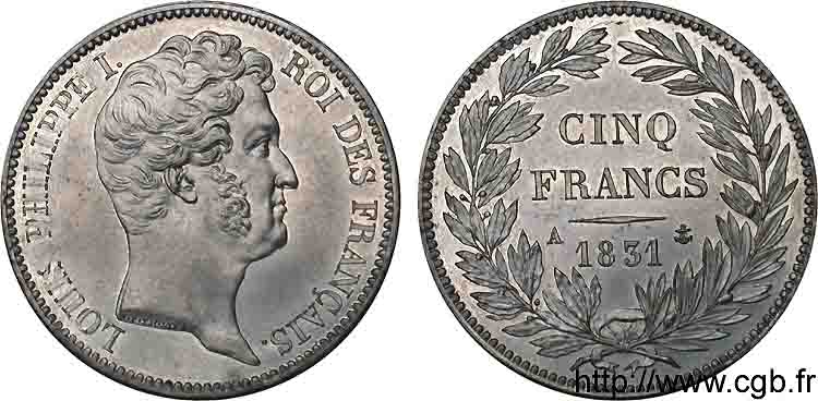Essai de 5 francs en étain 1831 Paris G.670  SPL 