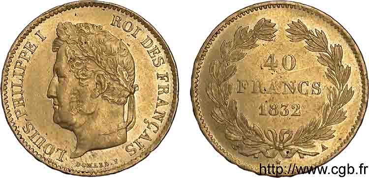 40 francs or Louis-Philippe 1832 Paris F.546/3 SUP 