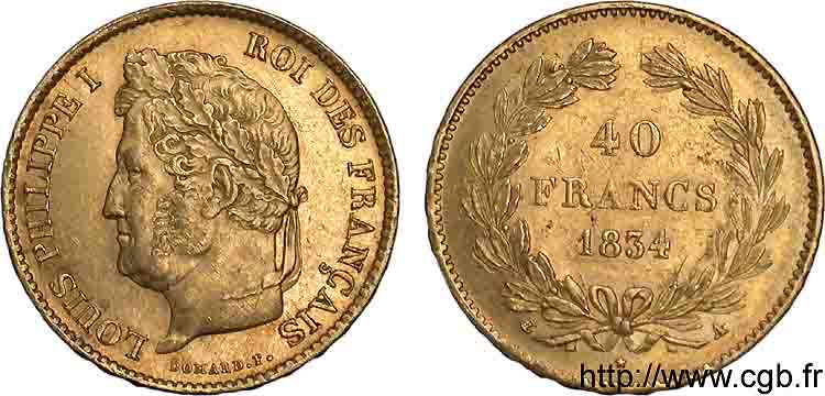 40 francs or Louis-Philippe 1834 Paris F.546/6 SUP 