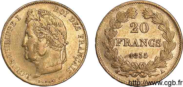 20 francs Louis-Philippe, Domard 1835 Paris F.527/11 MBC 