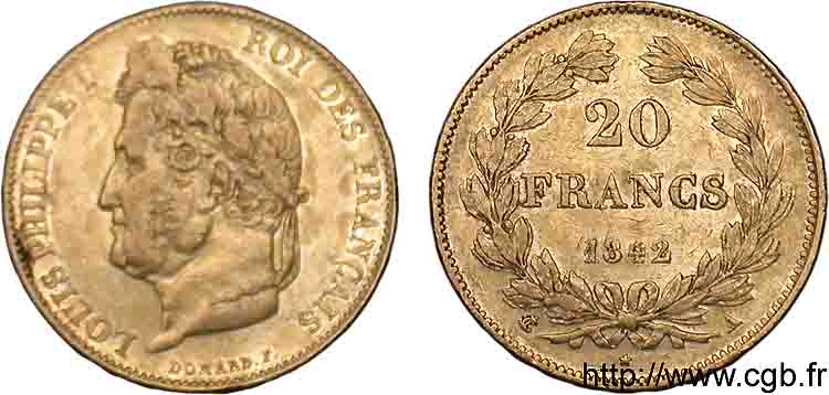 20 francs Louis-Philippe, Domard 1842 Paris F.527/27 TTB 