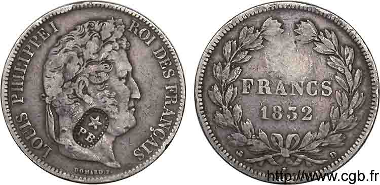 5 francs IIe type Domard 1832 Lyon F.324/4 TTB 