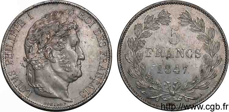 5 francs IIIe type Domard 1847 Paris F.325/14 VZ 