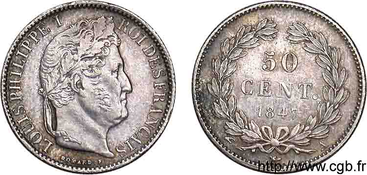 50 centimes Louis-Philippe 1847 Paris F.183/13 AU 