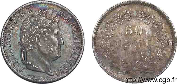 50 centimes Louis-Philippe 1847 Bordeaux F.183/15 AU 