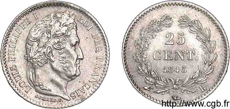 25 centimes Louis-Philippe 1845 Rouen F.167/1 VZ 