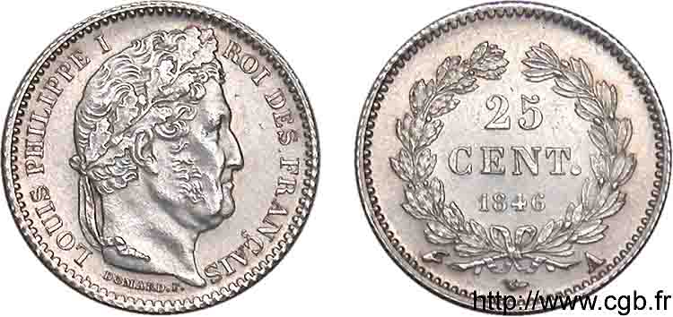 25 centimes Louis-Philippe 1846 Paris F.167/5 VZ 