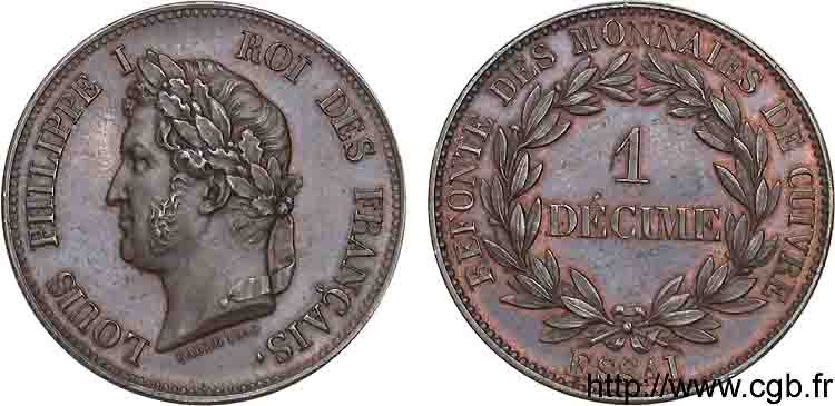 Essai 1 décime en cuivre  1840 Paris VG.2915  EBC 