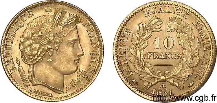 10 francs Cérès Deuxième république 1851 Paris F.504/3 EBC 