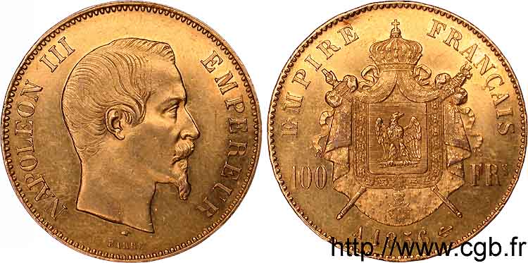 100 francs or Napoléon III tête nue 1856 Paris F.550/3 SPL 