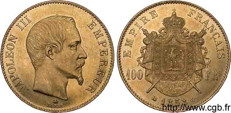 100 francs or Napoléon III tête nue 1858 Strasbourg F.550/6 VZ 