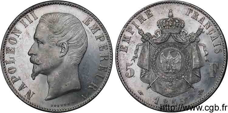 5 francs Napoléon III tête nue 1855 Paris F.330/3 VZ 