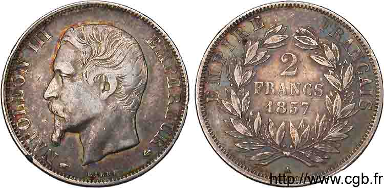 2 francs Napoléon III tête nue 1857 Paris F.262/9 S 