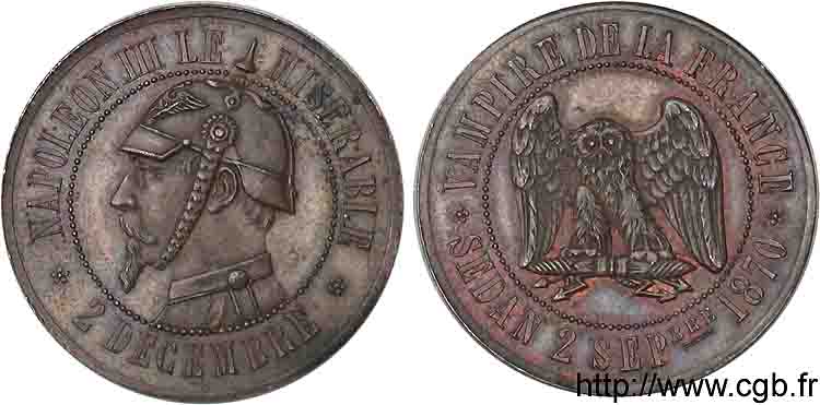 Monnaie satirique, module de 10 centimes 1870   SUP 