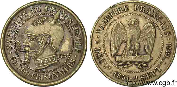 Monnaie satirique, module de 5 centimes 1870   MBC 