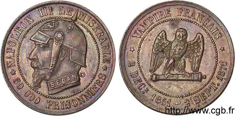 Monnaie satirique, module de 5 centimes 1870   SPL 